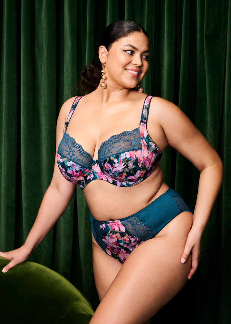 Biustonosz Elomi LUCIE EL4490TOL Uw Plunge Bra - Stretch Teal Floral