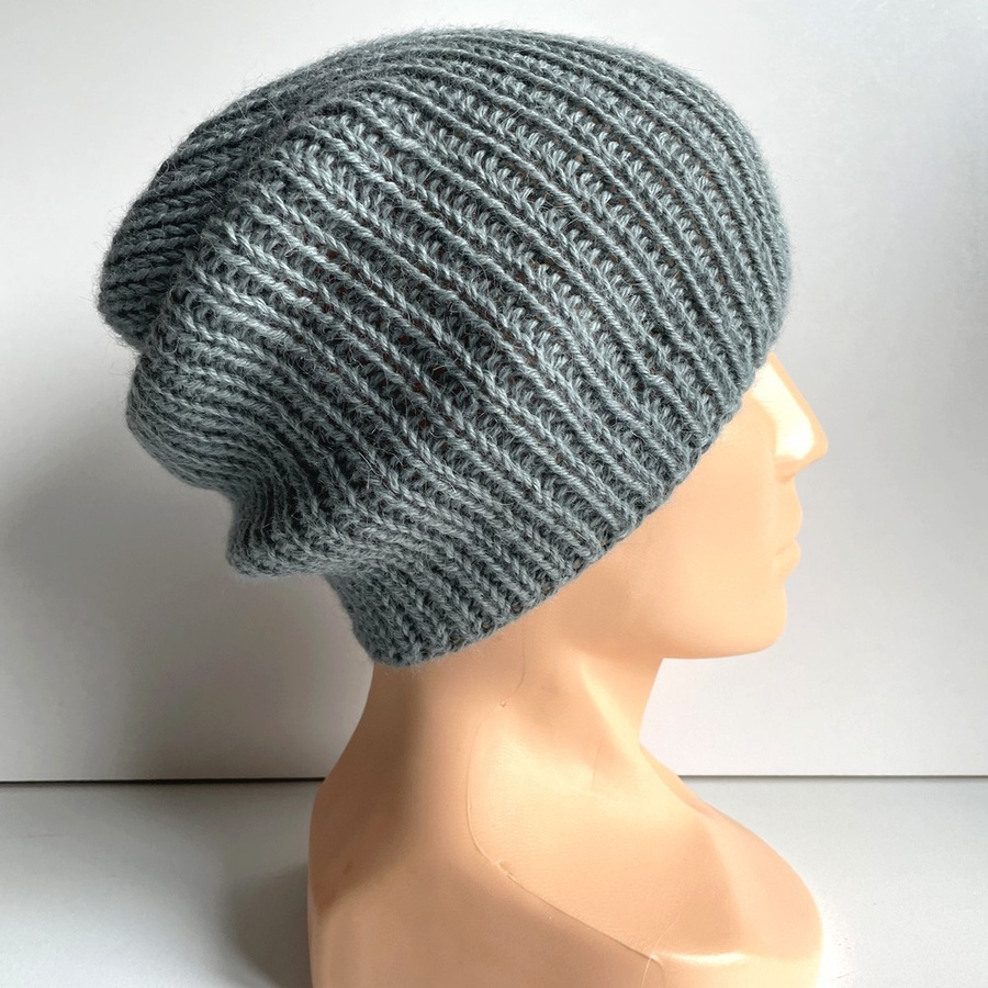 KIARA – czapka beanie z alpaki 100% 7139 niebieski mineralny damska zimowa