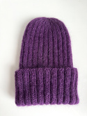 MARGARET Handmade Turn-Up Beanie Alpaca Mohair and Silk 4400/16 Dark Purple