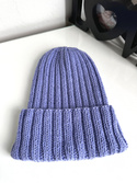 HELLI – czapka beanie wywijana 100% baby merino 25 Lawenda zimowa unisex