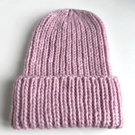 Ręcznie robiona czapka wywijana JANKA 100% Wełna owcza 30 Pastelowy Róż