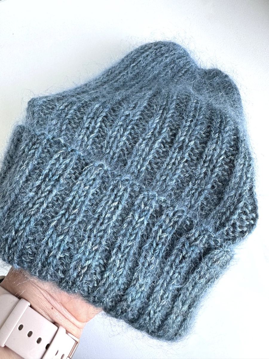 DAISY – czapka beanie handmade baby merino + moher i jedwab Głębia Oceanu - limitowana