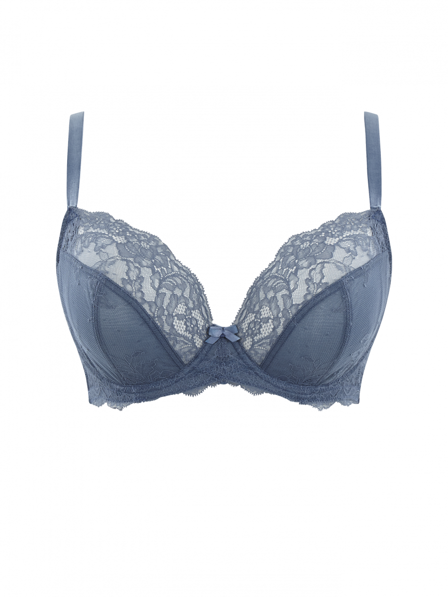 KOMPLET - Biustonosz Panache ANA Vintage Blue 9396 Plunge Bra + 9395 Brief (30FF, 32G, 34GG)