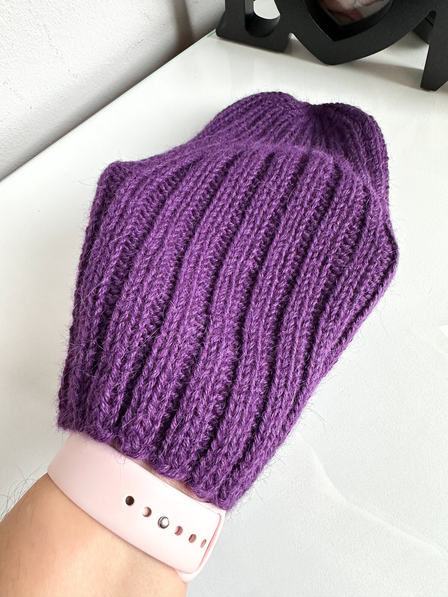 LAURIN – czapka z alpaki 100% 4400 ciemny fiolet, jesienno-zimowa