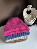 AUREA – ręcznie robiona czapka beanie baby merino + moher i jedwab damska/dziecięca 08/13 fuksja
