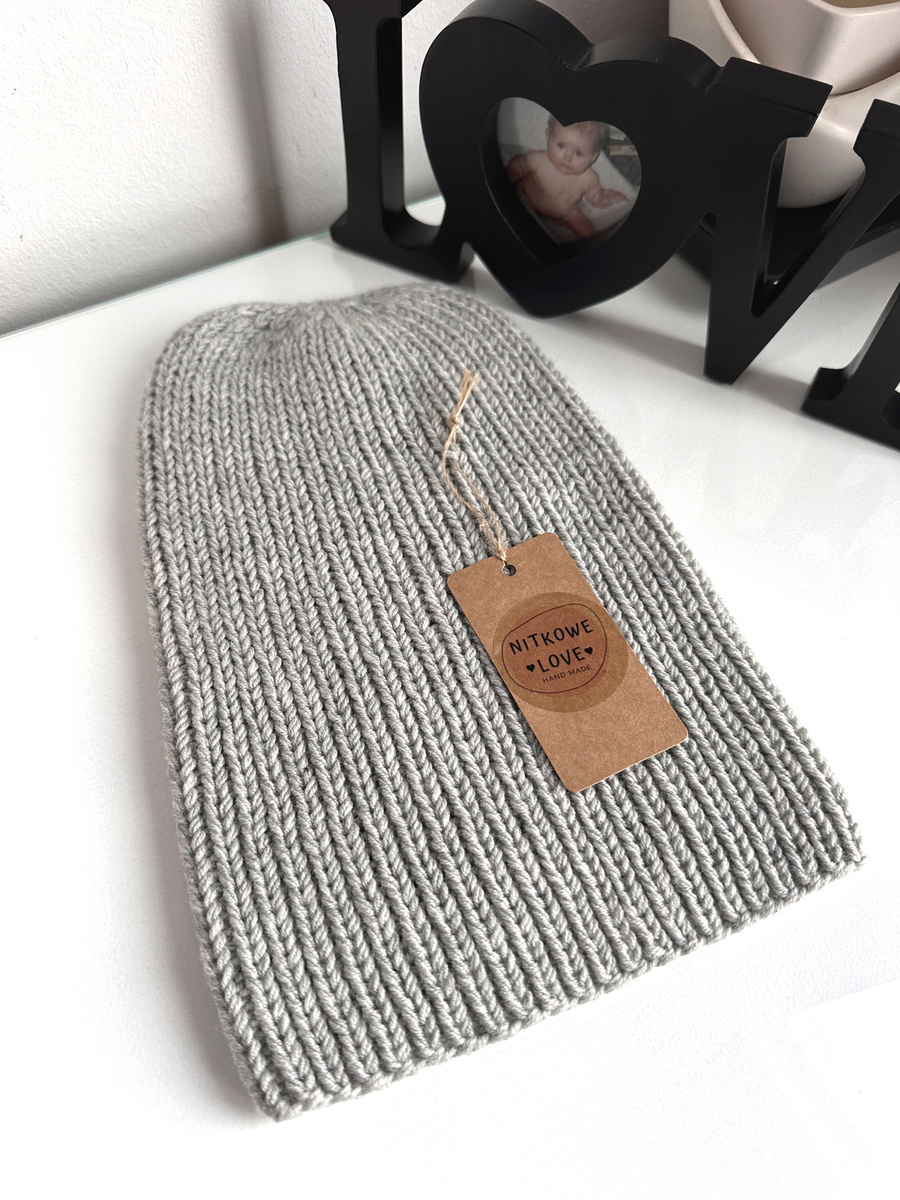 NANA – czapka beanie z wełny baby merino 22 Jasny Szary