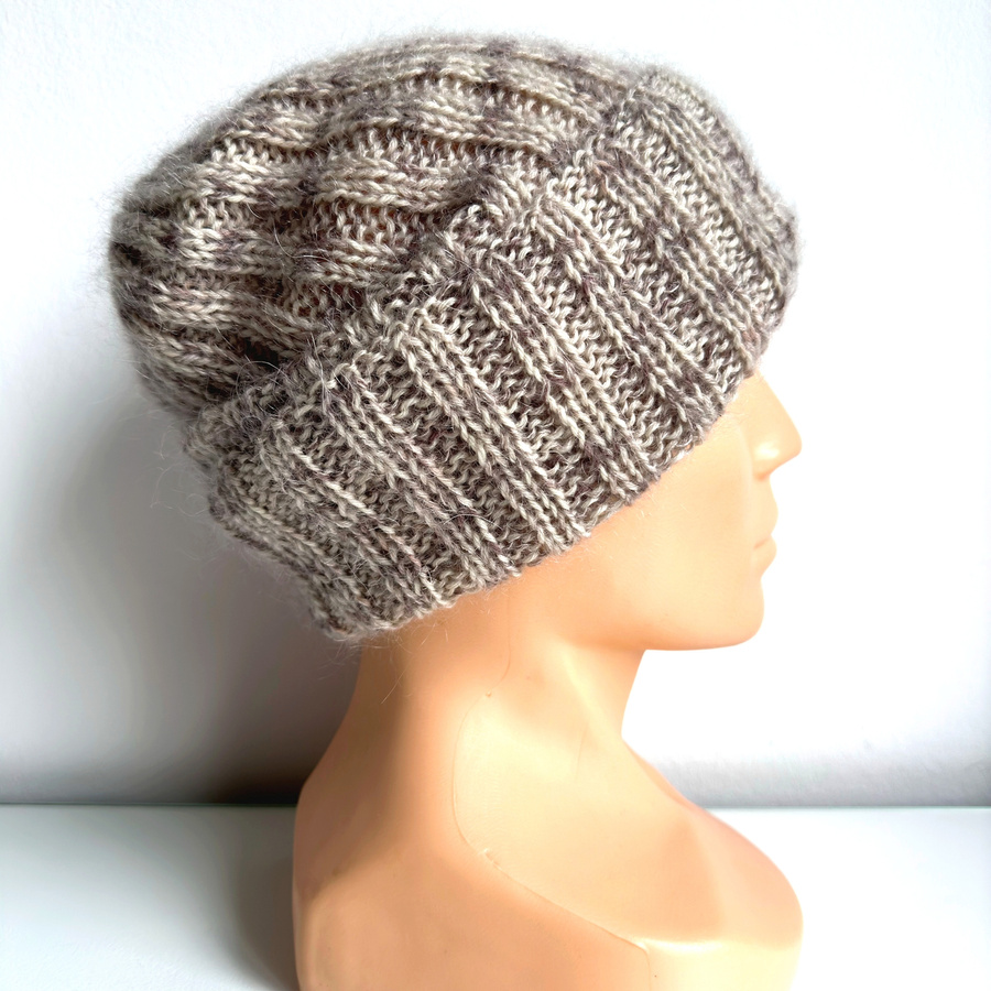 DAISY – czapka beanie ręcznie farbowana baby merino + moher i jedwab 114 Wanilia