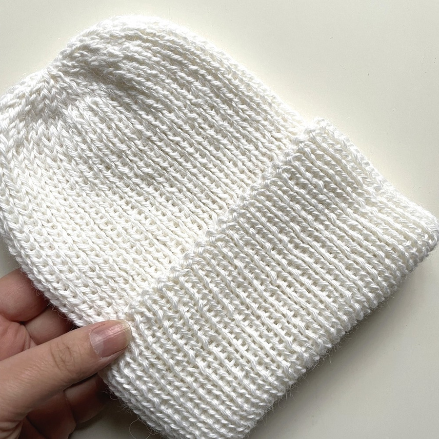 KIARA Turn-Up Beanie 100% Alpaca 101 White