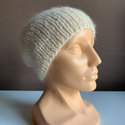 MARI – cienka czapka beanie alpaka + moher i jedwab 100 Ecru