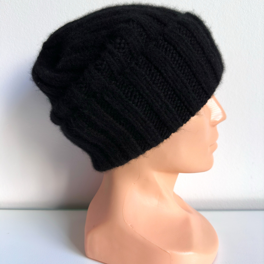 MARLA Turn-Up Cashmere Beanie 100% 516 Nero