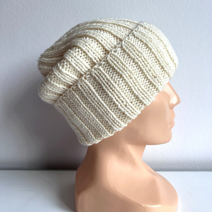 HELLI – czapka zimowa merino beanie 100% Baby Merino 02 Ecru