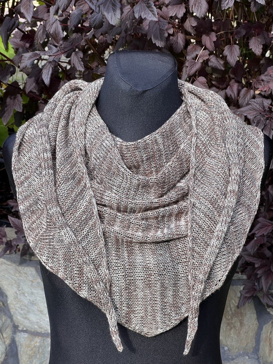 Chusta melanż z bawełną w odcieniach brązu