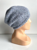 Ciepła czapka ręcznie robiona CHMURKA Alpaka 10 Mgła