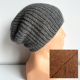 Czapka robiona na drutach KIARA 100% Alpaka 9041 miedziany brąz