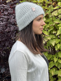 AUREA – ręcznie robiona ciepła czapka beanie baby merino + moher i jedwab damska / dziecięca 22/44 Jasny Szary