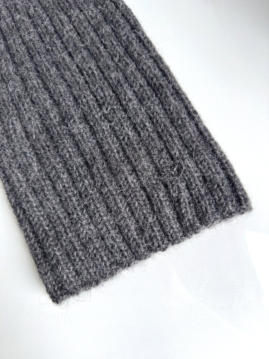 LAURIN – czapka zimowa beanie 100% alpaka damska 506 ciemny szary