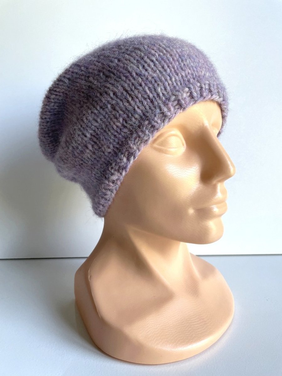 CHMURKA Beanie-Mütze aus Alpaka 15 Fioletowa Mgiełka