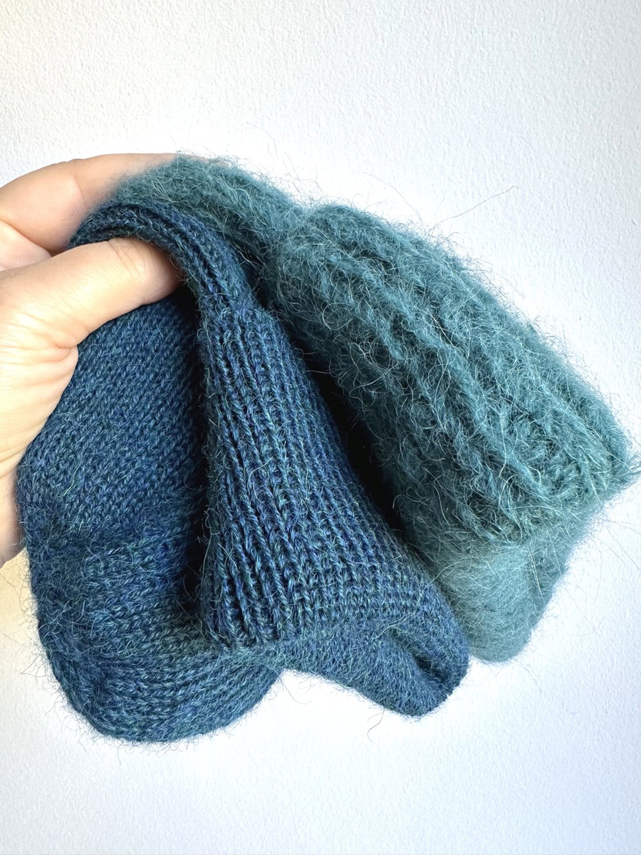 HELEN – czapka z alpaki damska 100% alpaka 7240 Niebieski Petrol, zimowa wywijana beanie