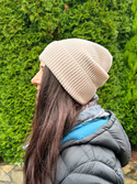 VARELLA – czapka beanie z wełny merino 100% Baby Merino 63 piaskowy, jesienno-zimowa
