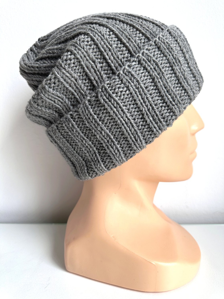 Wywijana czapka merino HELLI 100% Baby Merino 19 Szary