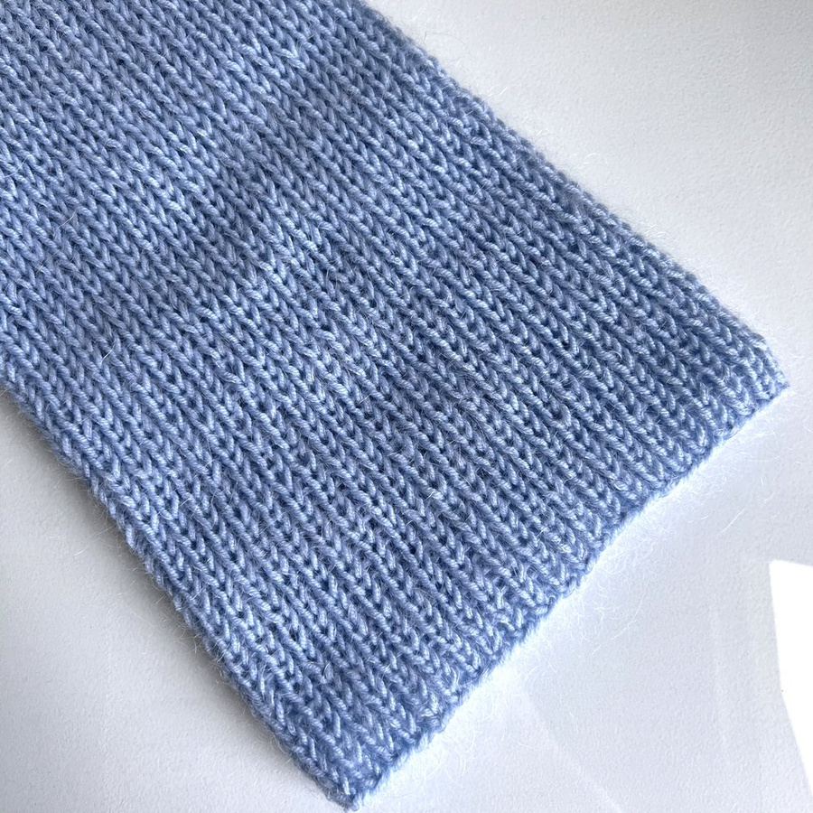 AUREA – ręcznie robiona ciepła czapka beanie merino + moher i jedwab damska 11/07 błękitny stalowy