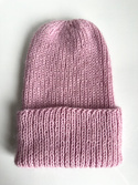 Ręcznie robiona czapka beanie AUREA 100% Baby Merino plus moher i jedwab 43/08 Jasny Morski