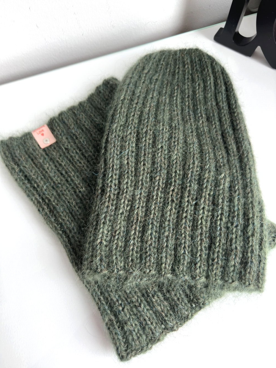 Ręcznie robiony KOMIN MARGARET 2.0 100% Alpaka plus 2x nitka moher z jedwabiem 7895/19 Ciemnozielony