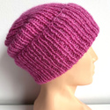 Ciepła czapka ręcznie robiona wywijana CHMURKA Alpaka 39 Magenta
