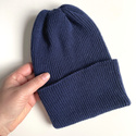 VARELLA – czapka beanie z wełny merino 100% baby merino 13 granatowy, jesienno-zimowa