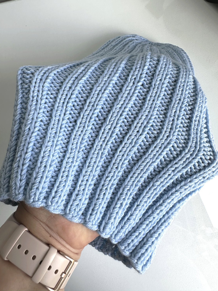 HELLI – czapka zimowa damska beanie z wełny baby merino 11 Błękitny Stalowy
