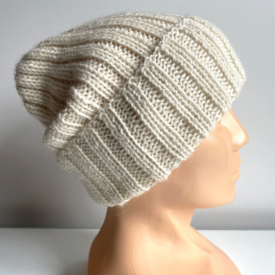 LAURIN Turn-Up Beanie 100% Alpaca 100 Ecru
