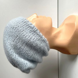 Ciepła czapka ręcznie robiona CHMURKA Alpaka 18 Poranna Mgła