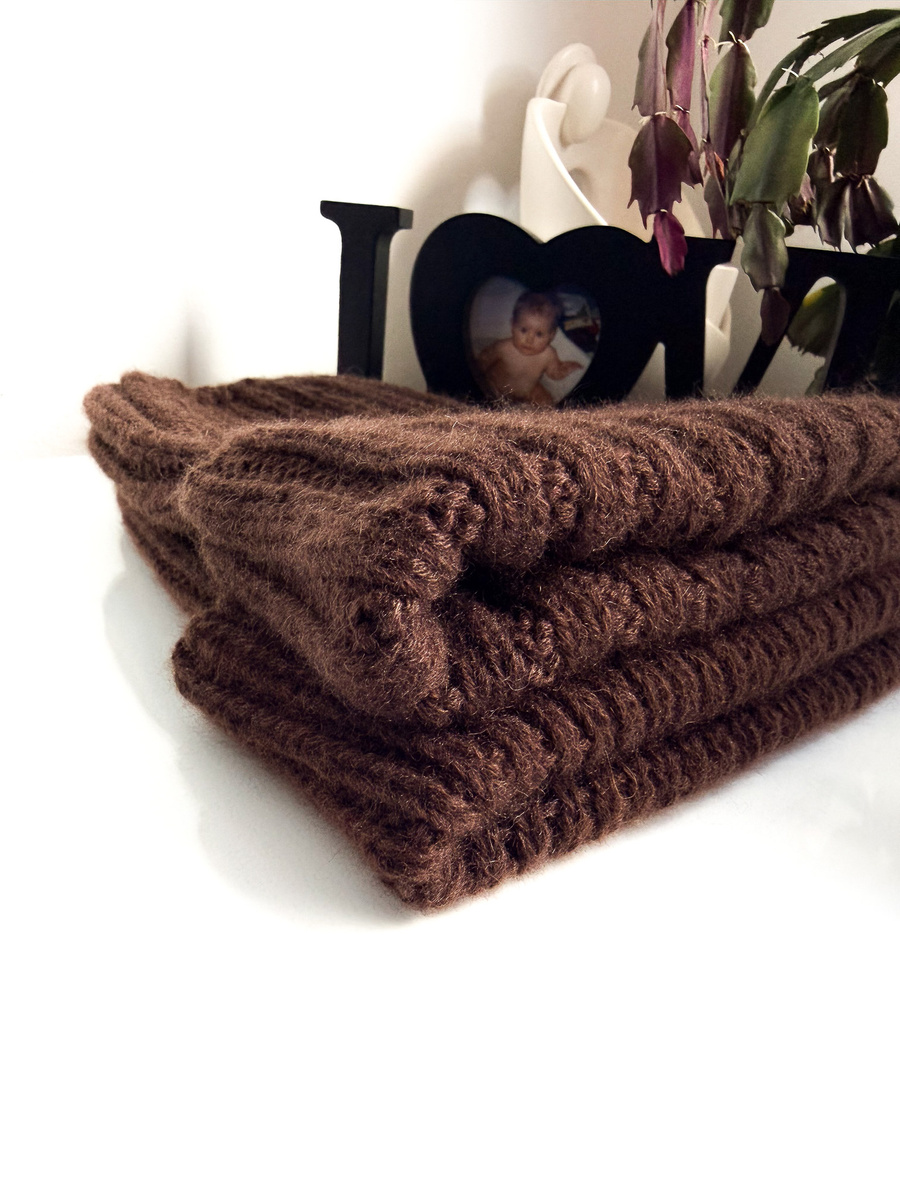 Wywijana czapka kaszmirowa 100% MARLA 643 Cacao Nitkowe Love