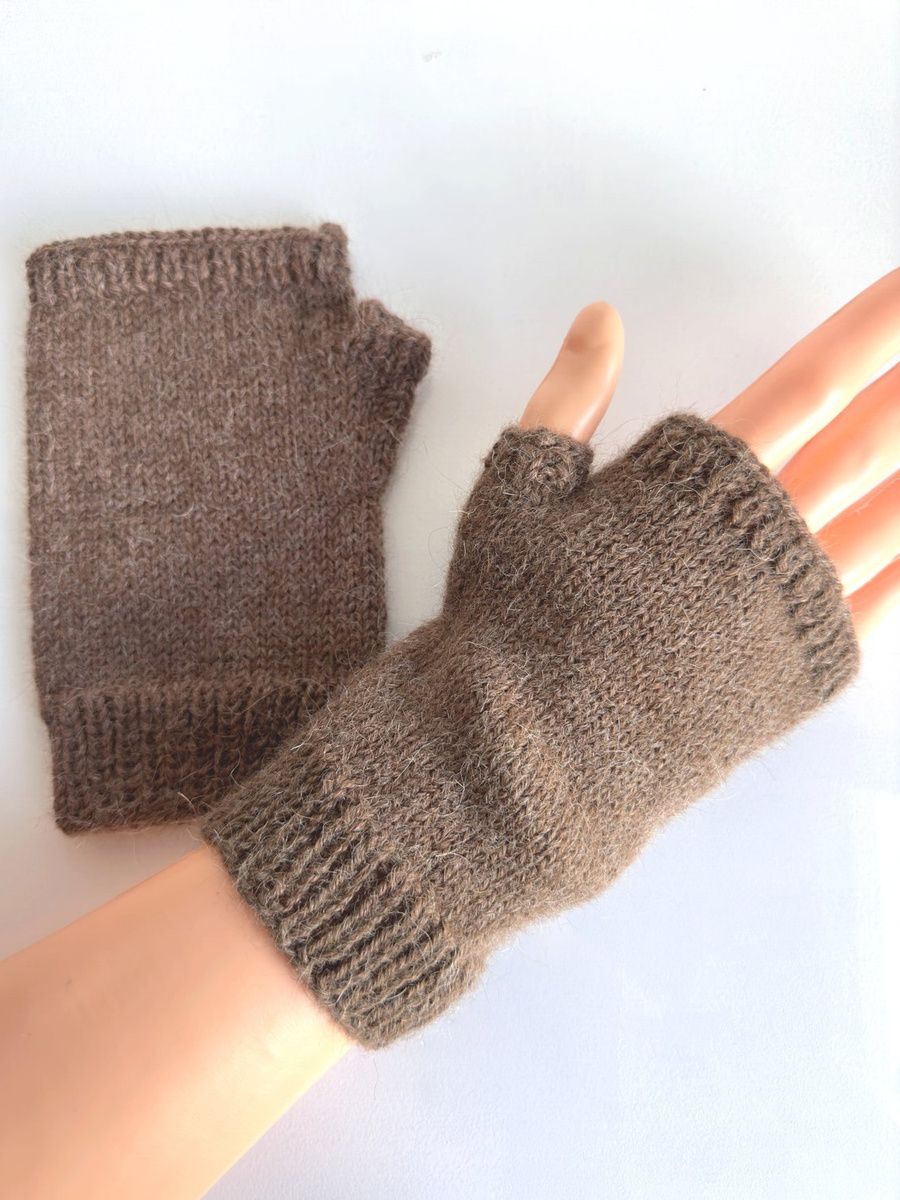 Wełniane Mitenki 100% Alpaka 607 Brąz