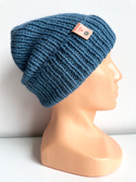 KIARA Turn-Up Beanie 100% Alpaca 6309 średni niebieski petrol