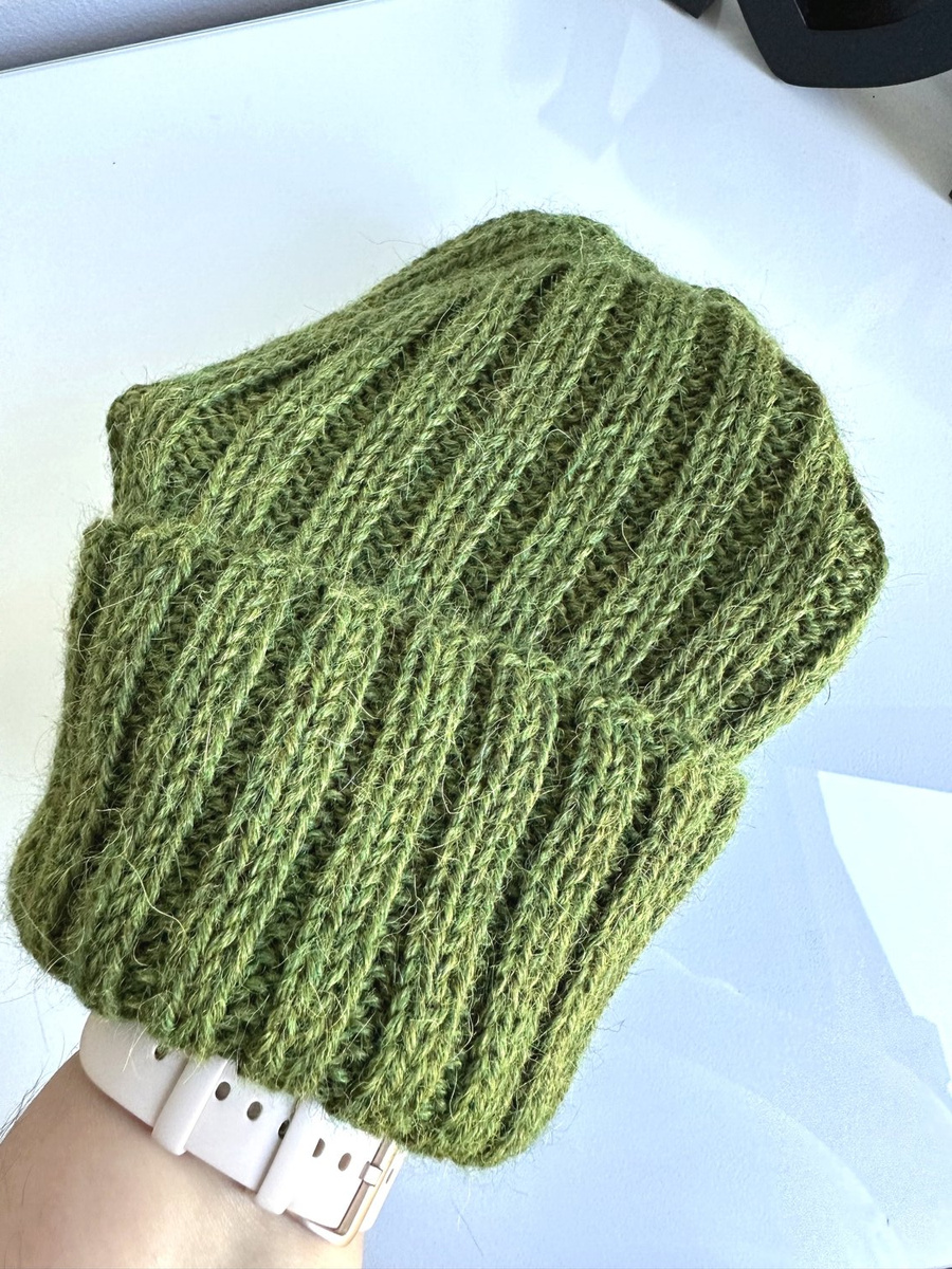 LAURIN Turn-Up Beanie 100% Alpaca 7238 Zielona Trawa