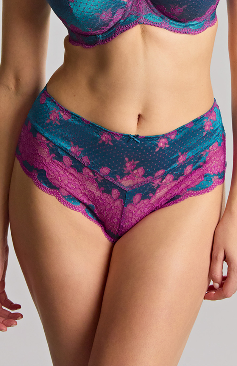 Wysokie majtki Panache CLARA 7258 Deep Brief Pink Teal/Magenta