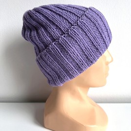 HELLI – czapka merino wywijana 100% Baby Merino 14 fioletowy jesienno-zimowa unisex