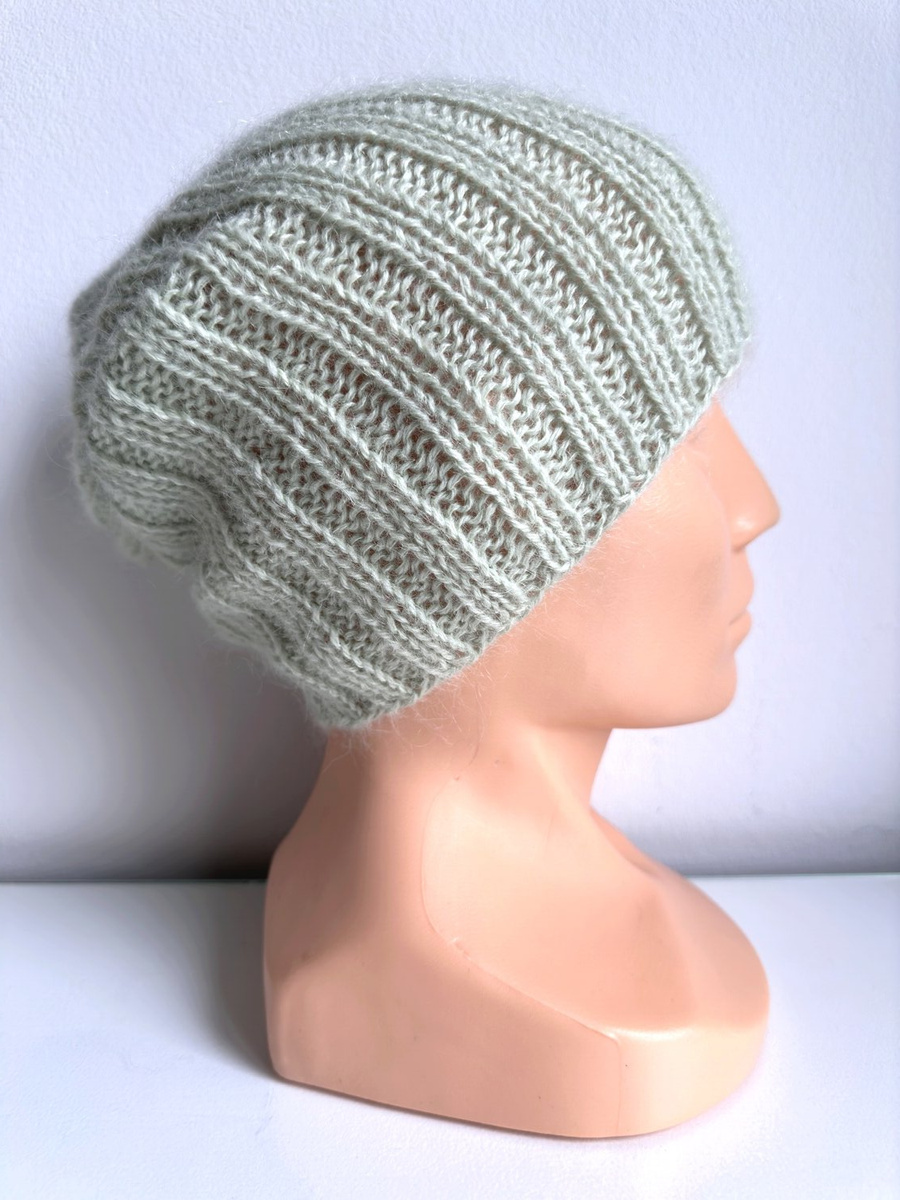 MARGARET Handmade Women's Beanie Alpaca Mohair and Silk 9030/47 Lody Pistacjowe
