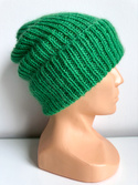 AUREA – ręcznie robiona czapka beanie baby merino + moher i jedwab dziecięca/damska 31/48 jaskrawozielony