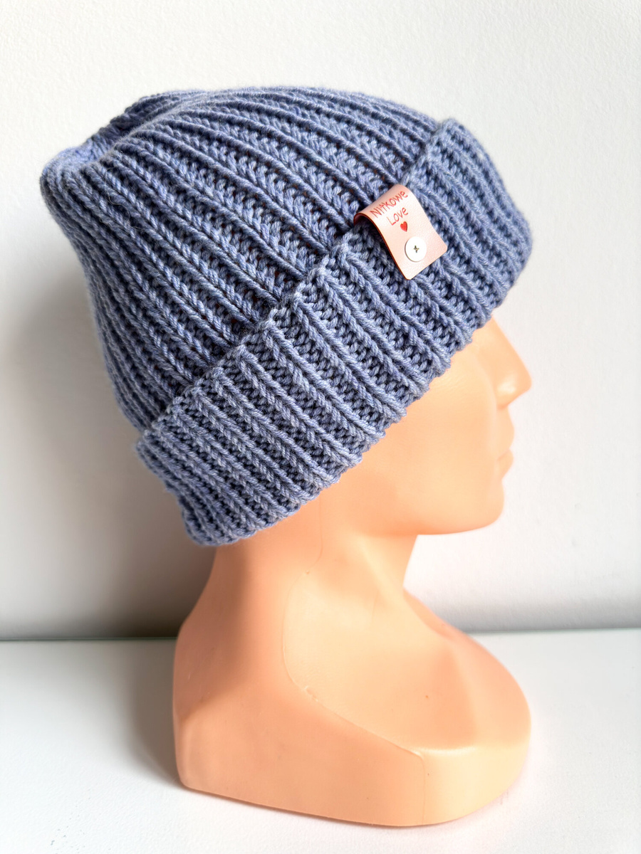 Czapka wywijana NANA 100% Baby Merino 37 Jasna Lawenda