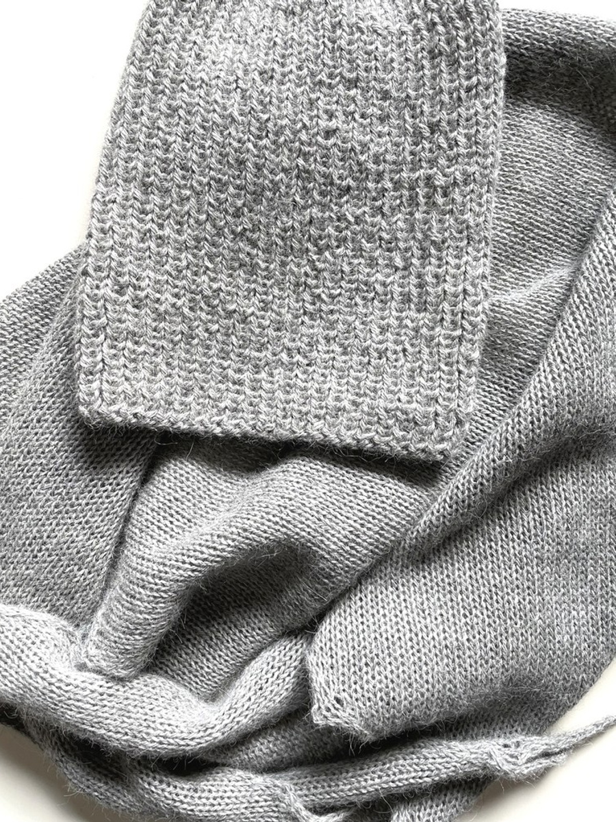 Chusta gładka, symetryczna, 100% Alpaka 501 Jasny Szary