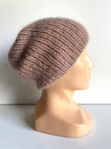 Handmade women's hat AUREA 100% Baby Merino plus mohair and silk 49/41 Desert Rose