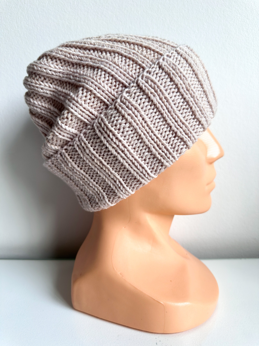 Wywijana czapka merino HELLI 100% Baby Merino 59 pszeniczny