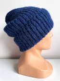 MORGANA – czapka damska beanie alpaka + jedwab 5575/39 granatowy