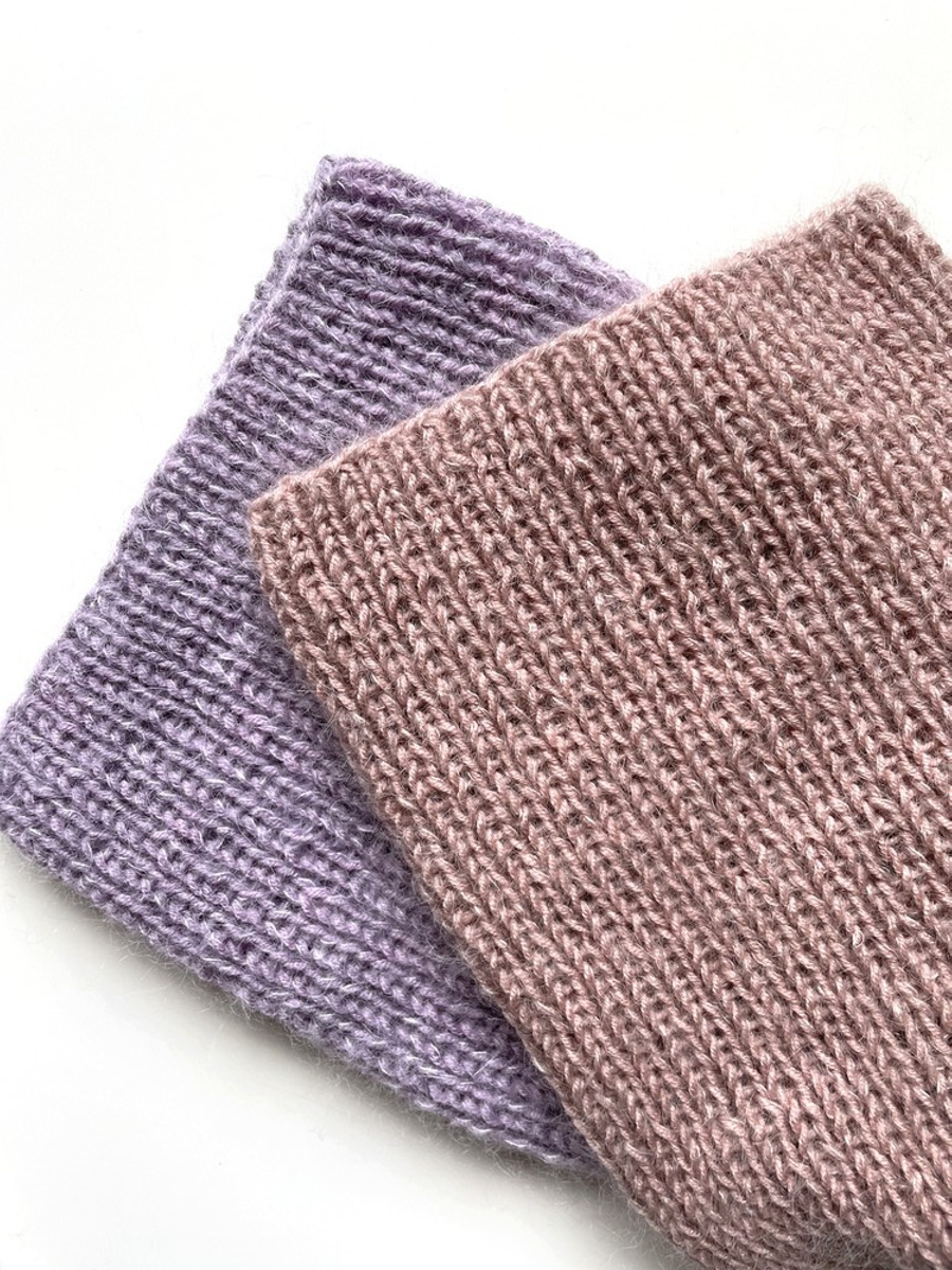 Handgemachte Damenmütze AUREA 100% Baby Merino plus Mohair und Seide 49/41 Wüstenrose