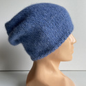 Ciepła czapka ręcznie robiona CHMURKA Alpaka 16 Niebieski