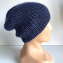 AUREA – ręcznie robiona czapka beanie merino + moher i jedwab damska 13/28 Granatowy