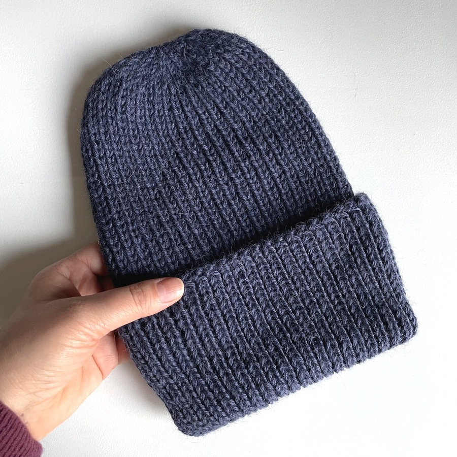 KIARA Turn-Up Beanie 100% Alpaca 4305 ciemne indygo