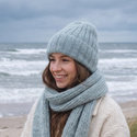 MARGARET Handgemachte Mütze Alpaka + Mohair und Seide 9037 Jasna Morska Zieleń